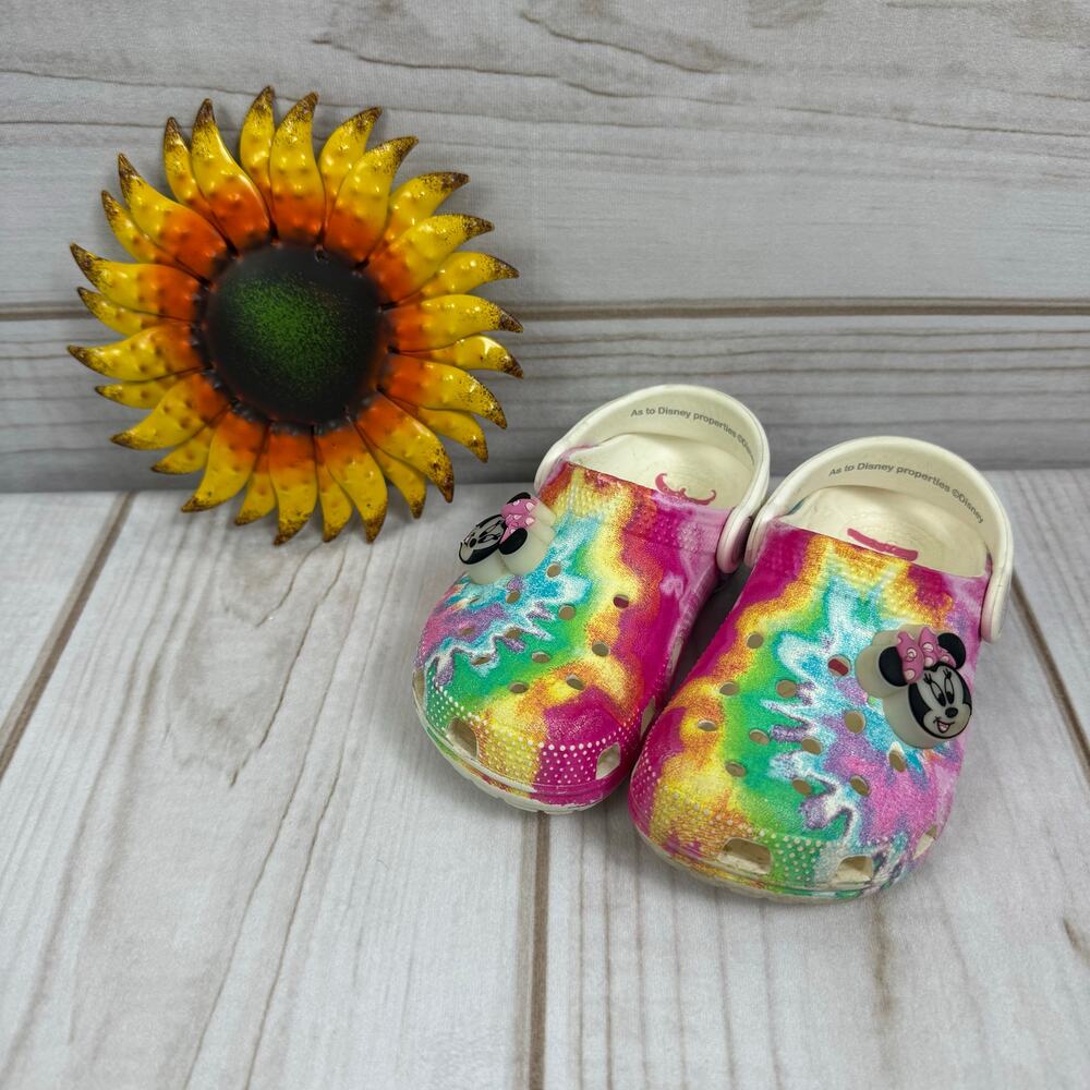 Disney Minnie Mouse Tie Dye Crocs Clog Shoes Toddler 9C